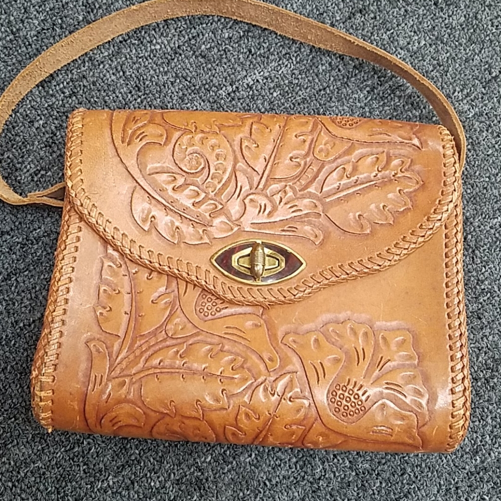 1950's vintage tooled leather purse - Picture 3 of 4